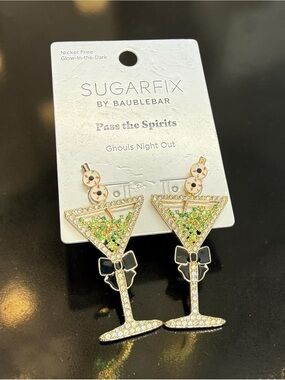 🍸SUGARFIX BY BAUBLEBAR🍸”Pass the Spirits”Crystal Martini Dangle Earrings/NIP